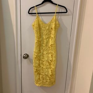 Lulus Yellow Lace Bodycon Dress